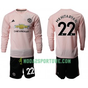 Koszulka Manchester United MKHITARYAN 22 Dziecięcy Wyjazdowe Stroje Piłkarskie 2018/19 Długi Rękaw